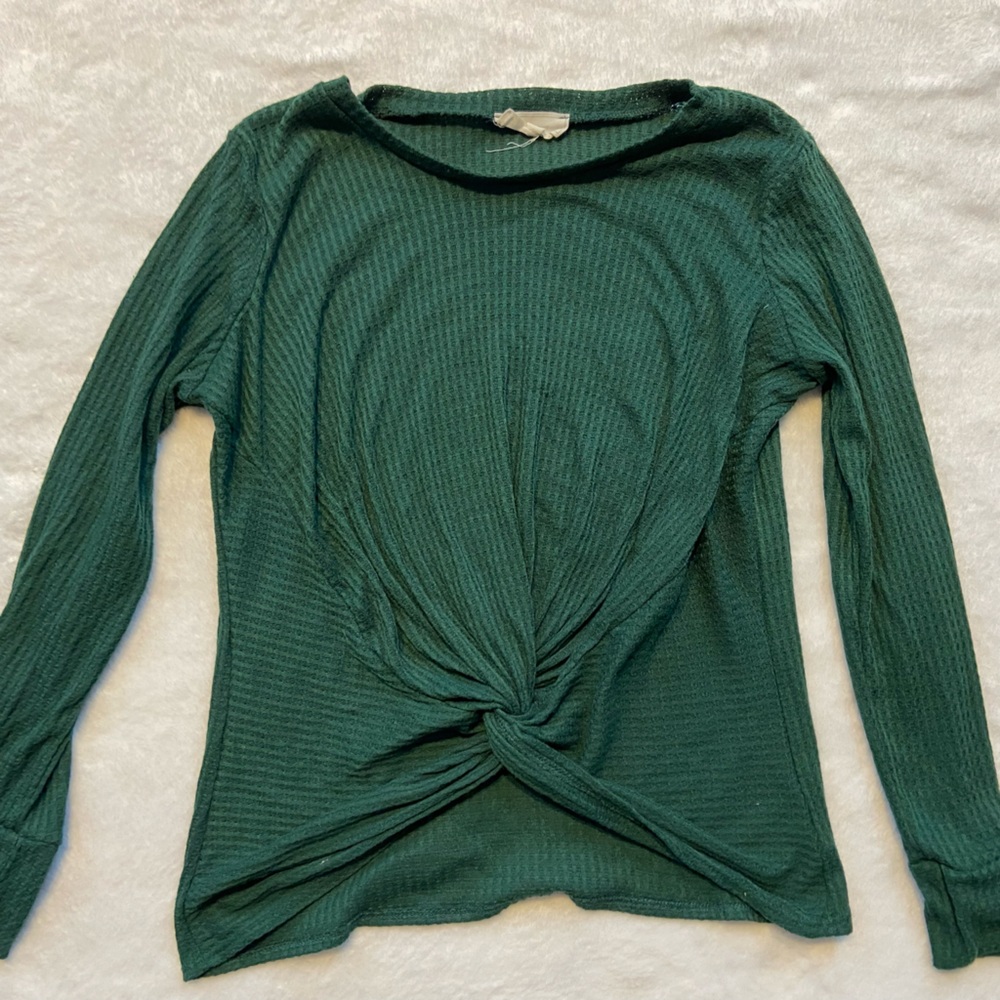 Green Front Twist Sweater
